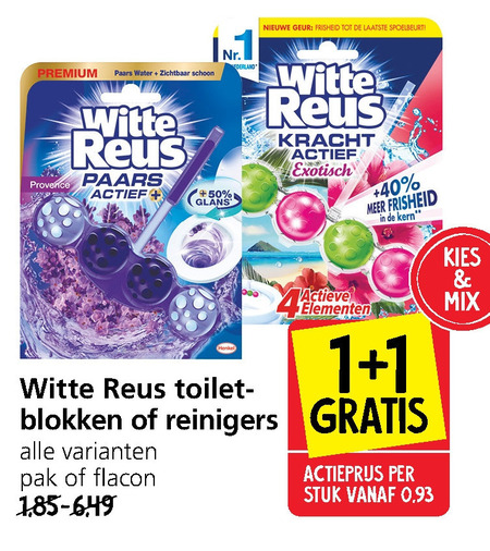 Witte Reus   toiletreiniger, toiletblok folder aanbieding bij  Jan Linders - details