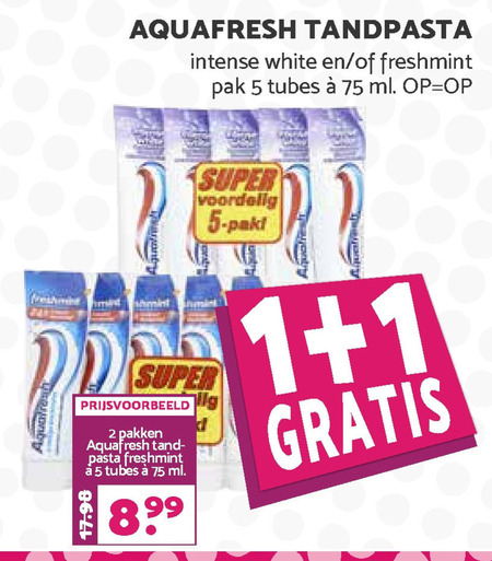 Aquafresh   tandpasta folder aanbieding bij  MCD Supermarkt Basis - details