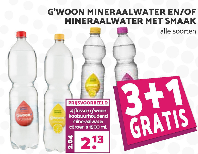 Gwoon   fruitdrank, mineraalwater folder aanbieding bij  Boons Markt - details