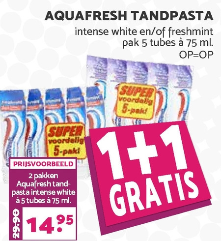 Aquafresh   tandpasta folder aanbieding bij  Boons Markt - details