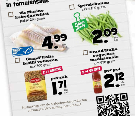 Grand Italia   sperziebonen, kabeljauwfilet folder aanbieding bij  Boons Markt - details