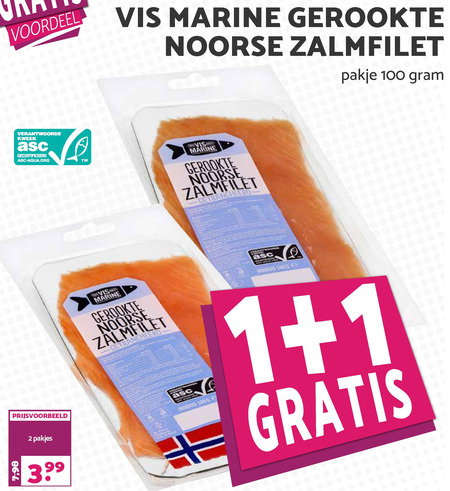 Vis Marine   gerookte zalmfilet folder aanbieding bij  Boons Markt - details