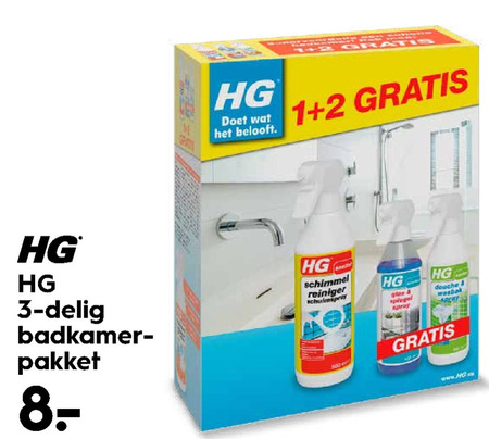 HG   schimmelreiniger, badkamerreiniger folder aanbieding bij  Blokker - details