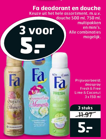 Fa   douchegel, deodorant folder aanbieding bij  Trekpleister - details