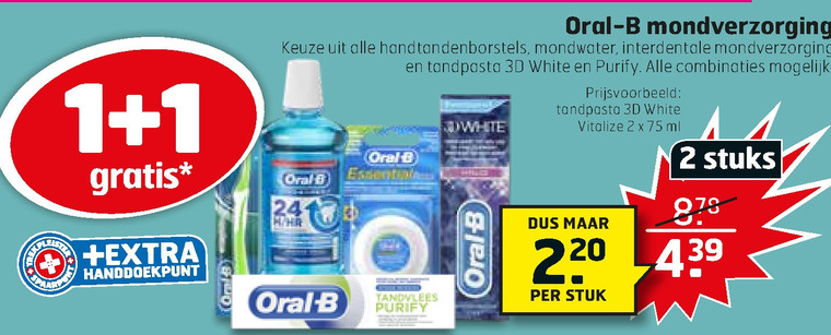 Oral-B   tandpasta, mondwater folder aanbieding bij  Trekpleister - details