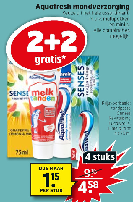 Aquafresh   tandenborstel, tandpasta folder aanbieding bij  Trekpleister - details