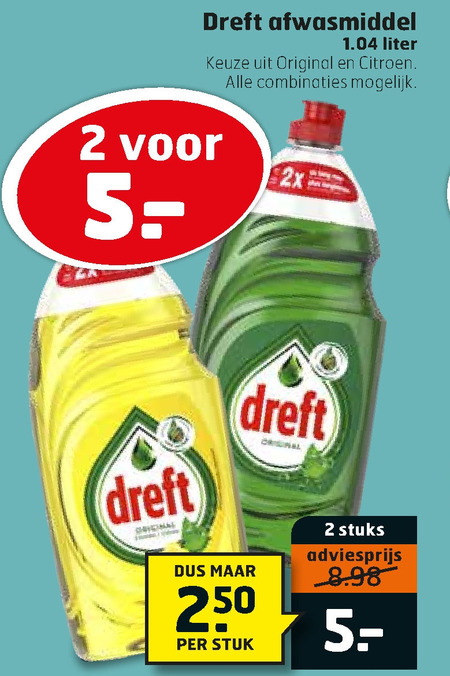 Dreft   afwasmiddel folder aanbieding bij  Trekpleister - details