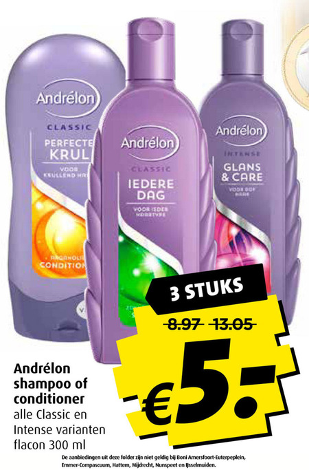 Andrelon   shampoo, conditioner folder aanbieding bij  Boni - details