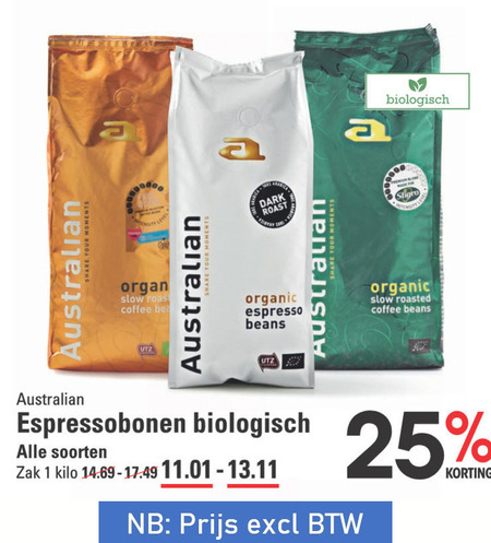 Australian   koffiebonen folder aanbieding bij  Sligro - details