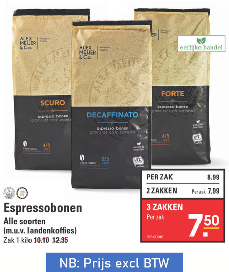 Alex Meijer   koffiebonen folder aanbieding bij  Sligro - details