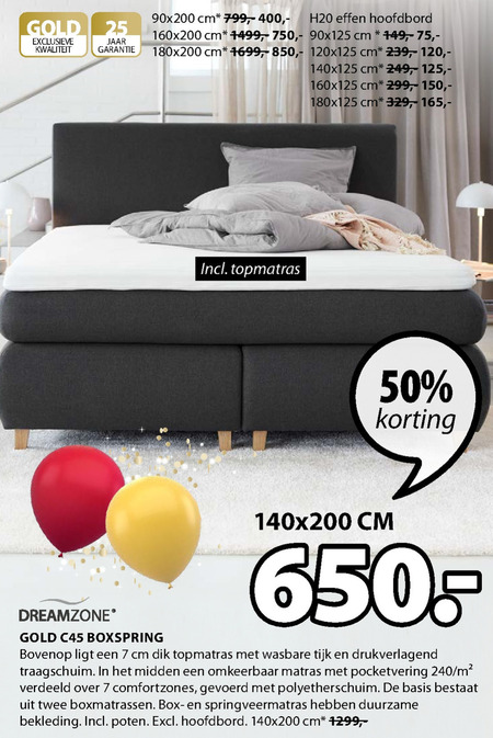 Dreamzone   boxspring folder aanbieding bij  Jysk - details