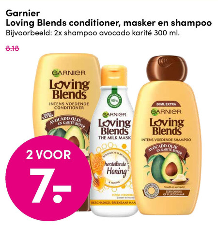 Garnier Loving Blends   shampoo, haarmasker folder aanbieding bij  DA - details