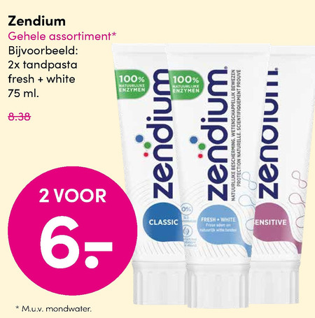 Zendium   tandpasta folder aanbieding bij  DA - details