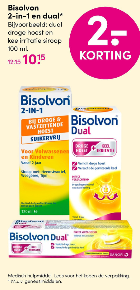 Bisolvon   hoestsiroop folder aanbieding bij  DA - details