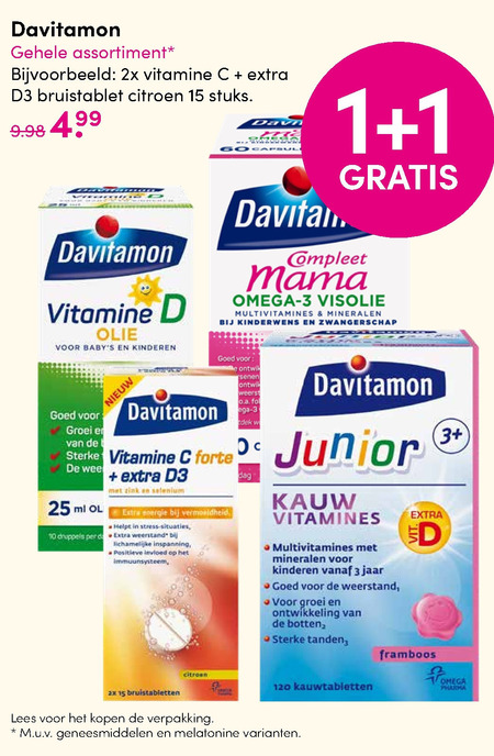 Davitamon   vitamine, multivitaminen folder aanbieding bij  DA - details