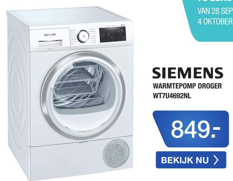 Siemens   warmtepompdroger folder aanbieding bij  Electroworld - details