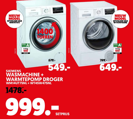 Siemens wasmachine, warmtepompdroger folder bij Mediamarkt - details