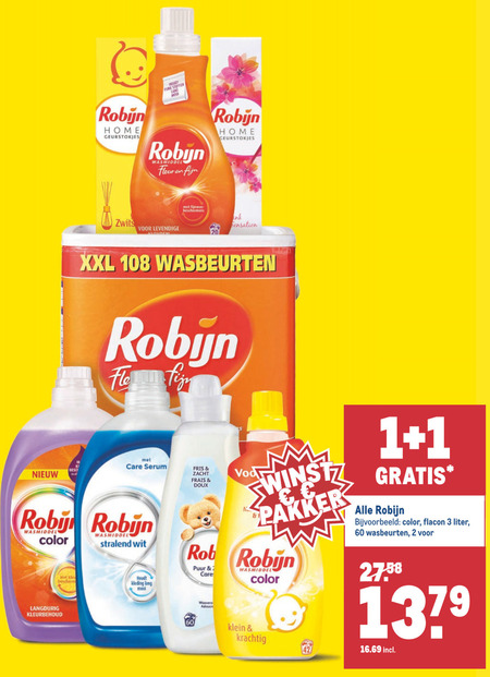 Robijn   wasverzachter, wasmiddel folder aanbieding bij  Makro - details