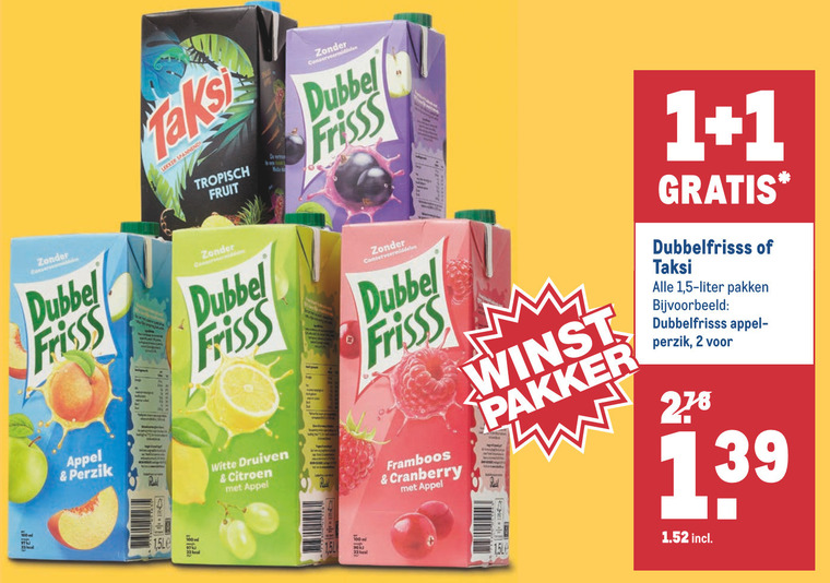 Dubbelfrisss   fruitdrank folder aanbieding bij  Makro - details