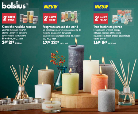 Bolsius   geurkaars, rustieke kaarsen folder aanbieding bij  Makro - details