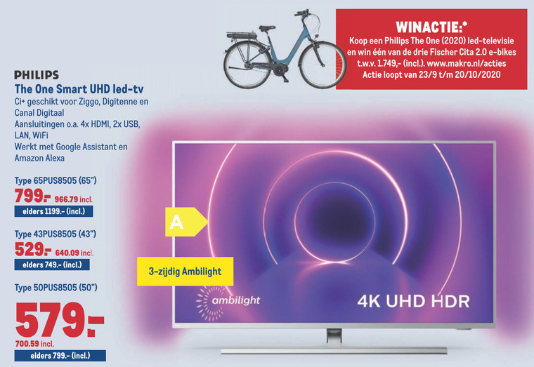 Philips   4k ultrahd televisies folder aanbieding bij  Makro - details