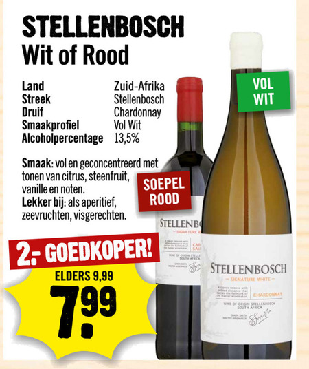 Stellenbosch   rode wijn, witte wijn folder aanbieding bij  Dirck III - details