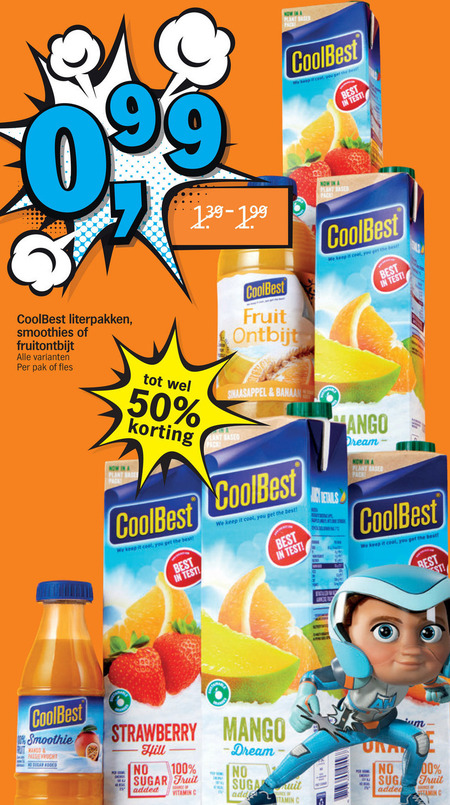 Coolbest   vruchtensap, fruitsmoothie folder aanbieding bij  Albert Heijn - details