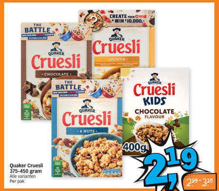 Quaker   cruesli folder aanbieding bij  Albert Heijn - details