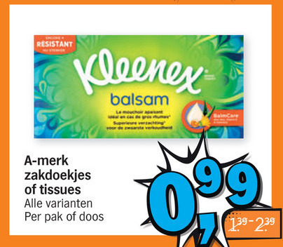 Kleenex   zakdoek, tissue folder aanbieding bij  Albert Heijn - details