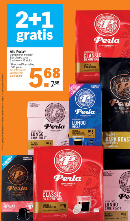 Perla   koffiebonen, koffie folder aanbieding bij  Albert Heijn - details