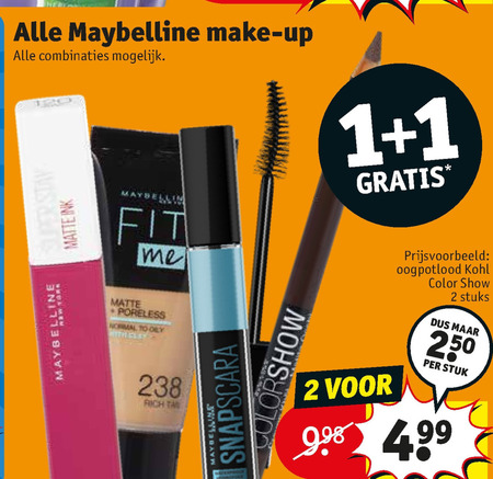 Maybelline   cosmetica, eyeliner folder aanbieding bij  Kruidvat - details