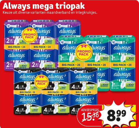 Always   inlegkruisjes, maandverband folder aanbieding bij  Kruidvat - details