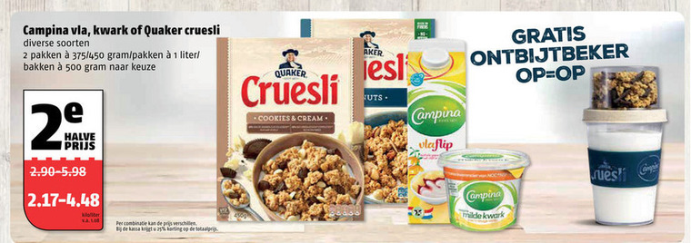 Quaker   cruesli, vla folder aanbieding bij  Poiesz - details