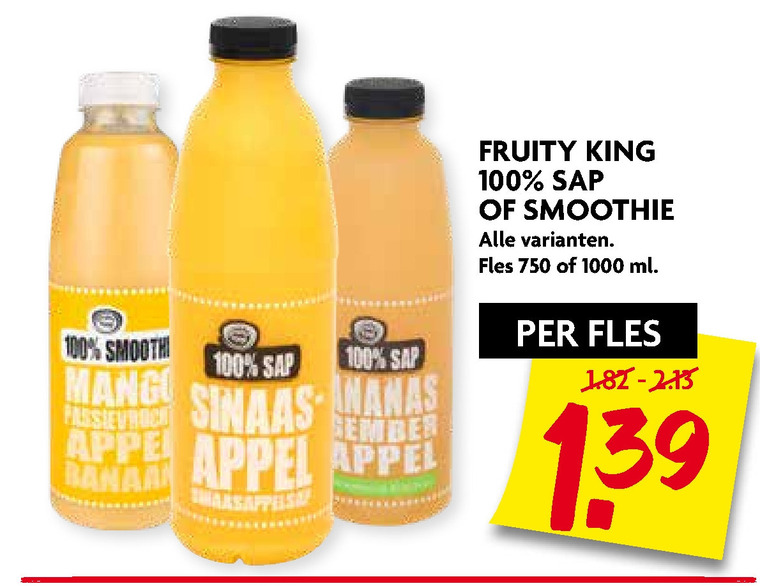 Fruity King   fruitsmoothie, vruchtensap folder aanbieding bij  Dekamarkt - details