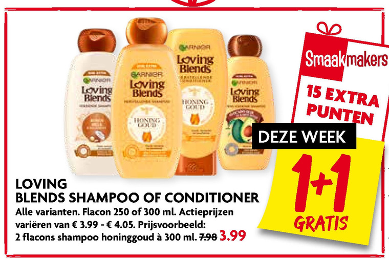 Garnier Loving Blends   shampoo, conditioner folder aanbieding bij  Dekamarkt - details