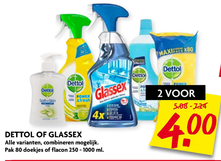 Glassex   vochtige schoonmaakdoekjes, allesreiniger folder aanbieding bij  Dekamarkt - details