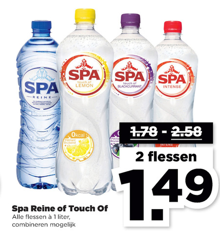 Spa   mineraalwater, fruitdrank folder aanbieding bij  Plus - details