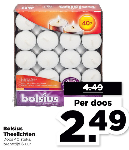 Bolsius   theelicht folder aanbieding bij  Plus - details