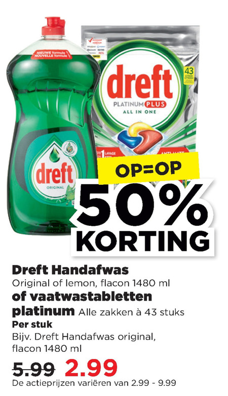 Dreft   afwasmiddel, vaatwasmiddel folder aanbieding bij  Plus - details