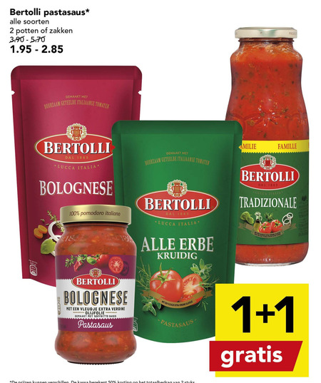 Bertolli   pastasaus folder aanbieding bij  Deen - details