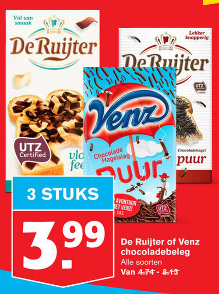 De Ruijter   hagelslag, boterhamvlokken folder aanbieding bij  Hoogvliet - details