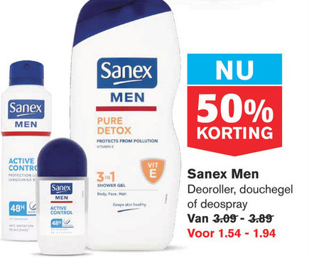 Sanex   deodorant, douchegel folder aanbieding bij  Hoogvliet - details