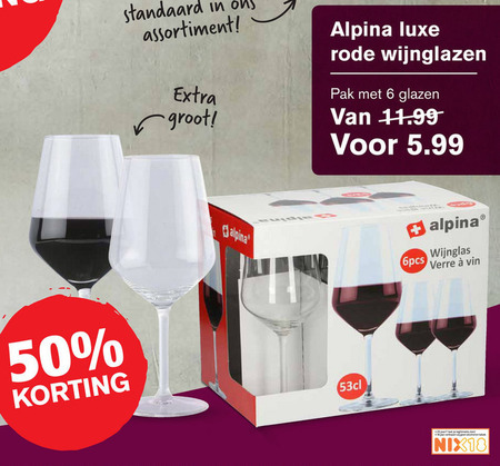 Alpina   wijnglas folder aanbieding bij  Hoogvliet - details