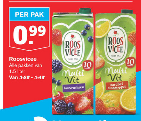 Roosvicee   fruitdrank folder aanbieding bij  Hoogvliet - details