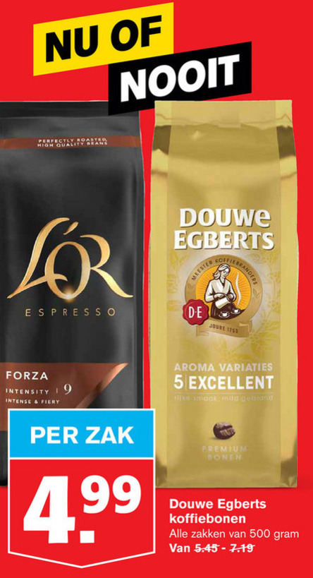 Douwe Egberts   koffiebonen folder aanbieding bij  Hoogvliet - details