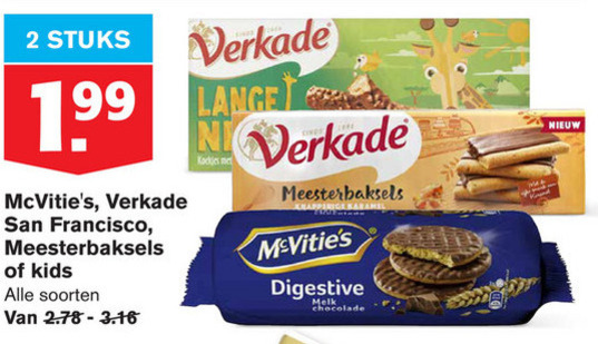 Verkade   kinderbiscuit, biscuits folder aanbieding bij  Hoogvliet - details