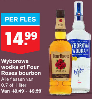 Four Roses   bourbon, wodka folder aanbieding bij  Hoogvliet - details