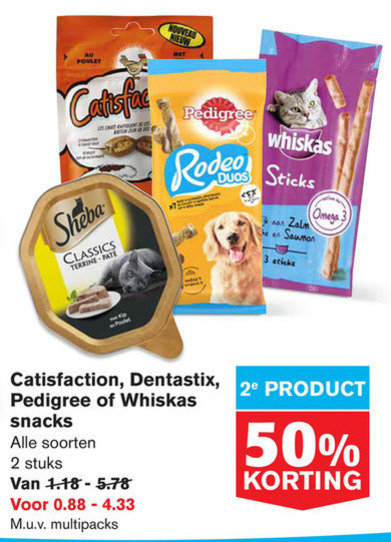 Pedigree Dentastix   hondensnacks, kattensnacks folder aanbieding bij  Hoogvliet - details