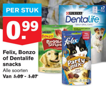 Felix   kattensnacks, hondensnacks folder aanbieding bij  Hoogvliet - details