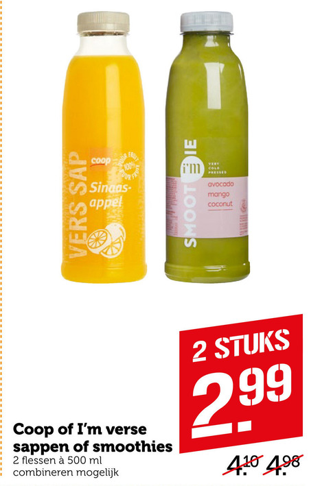 Coop Huismerk   vruchtensap, fruitsmoothie folder aanbieding bij  Coop - details